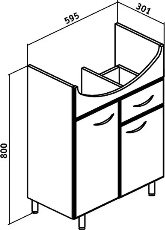 Runo Тумба с умывальником Runo Уют 60 с ящиком + Уют 60 (напольная) – фото товара