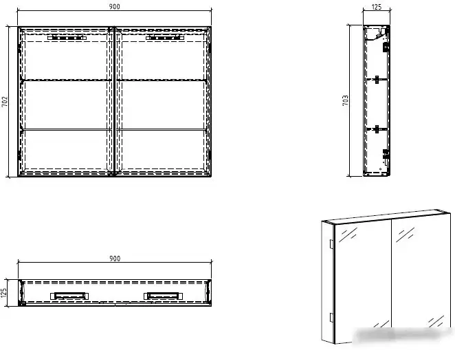 BelBagno Шкаф с зеркалом SPC-2A-DL-BL-900 – фото товара
