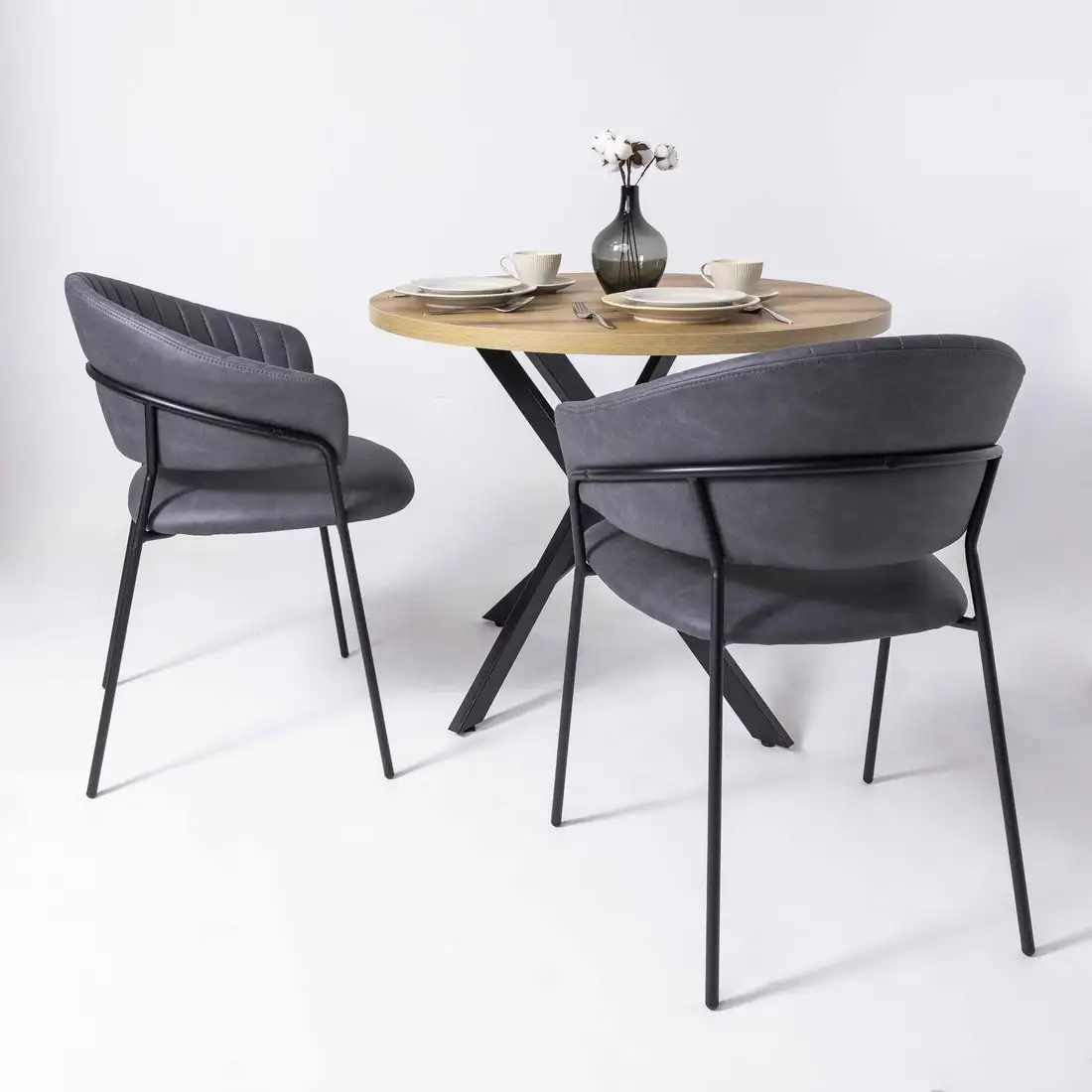 Стул с подлокотниками Алвест AV 433 (графитовая замша Kiprus 13/черный)