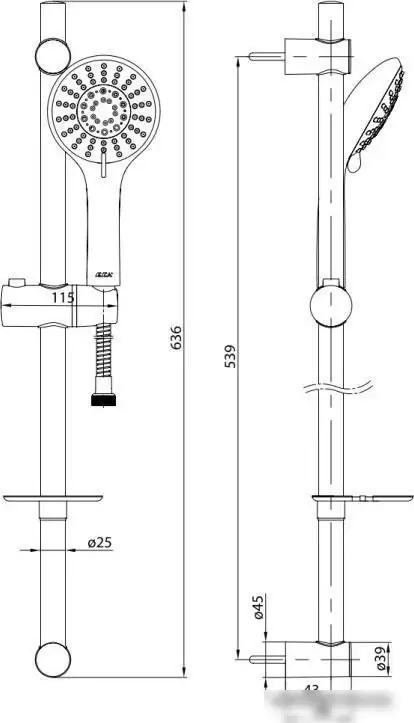 Душевой гарнитур E.C.A. Logika 102146027EX - фото товара