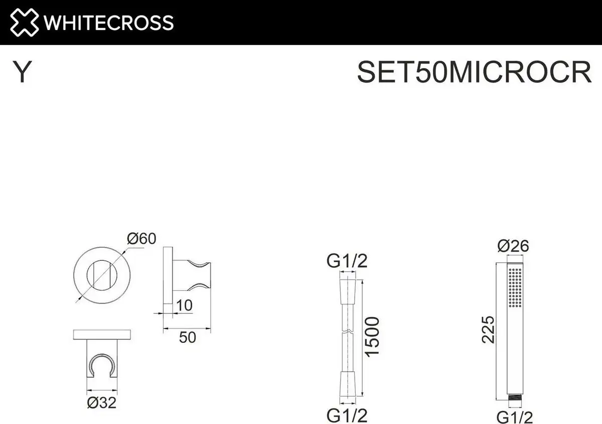 Душевой гарнитур Whitecross SET50MICROCR (хром) - фото товара