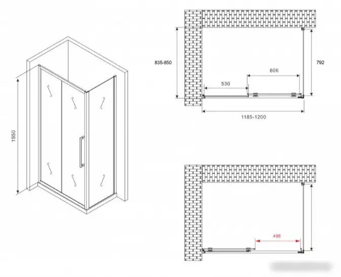 Душевой уголок Abber Schwarzer Diamant AG30120BH-S85B - фото товара