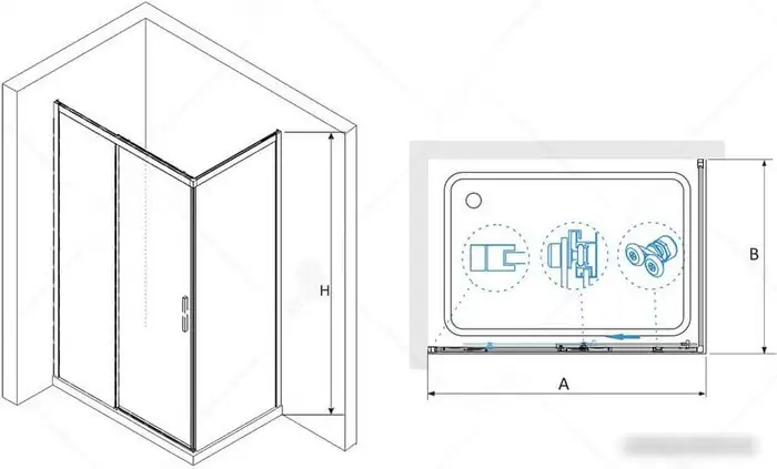 Душевой уголок RGW LE-41B (LE-12B + Z-050-2B) 34124190-014 100x90 (черный/прозрачное стекло) - фото товара