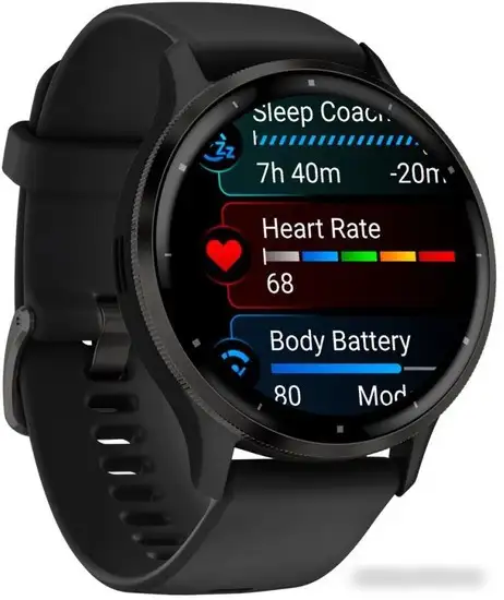 Умные часы Garmin Venu 3 (черный, с силиконовым ремешком) – фото товара