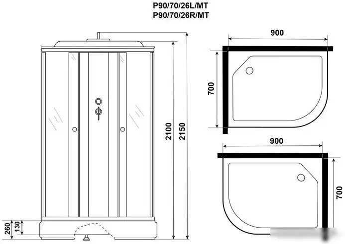 Душевая кабина Niagara Promo P90/70/26L/MT 90x70x215 - фото товара