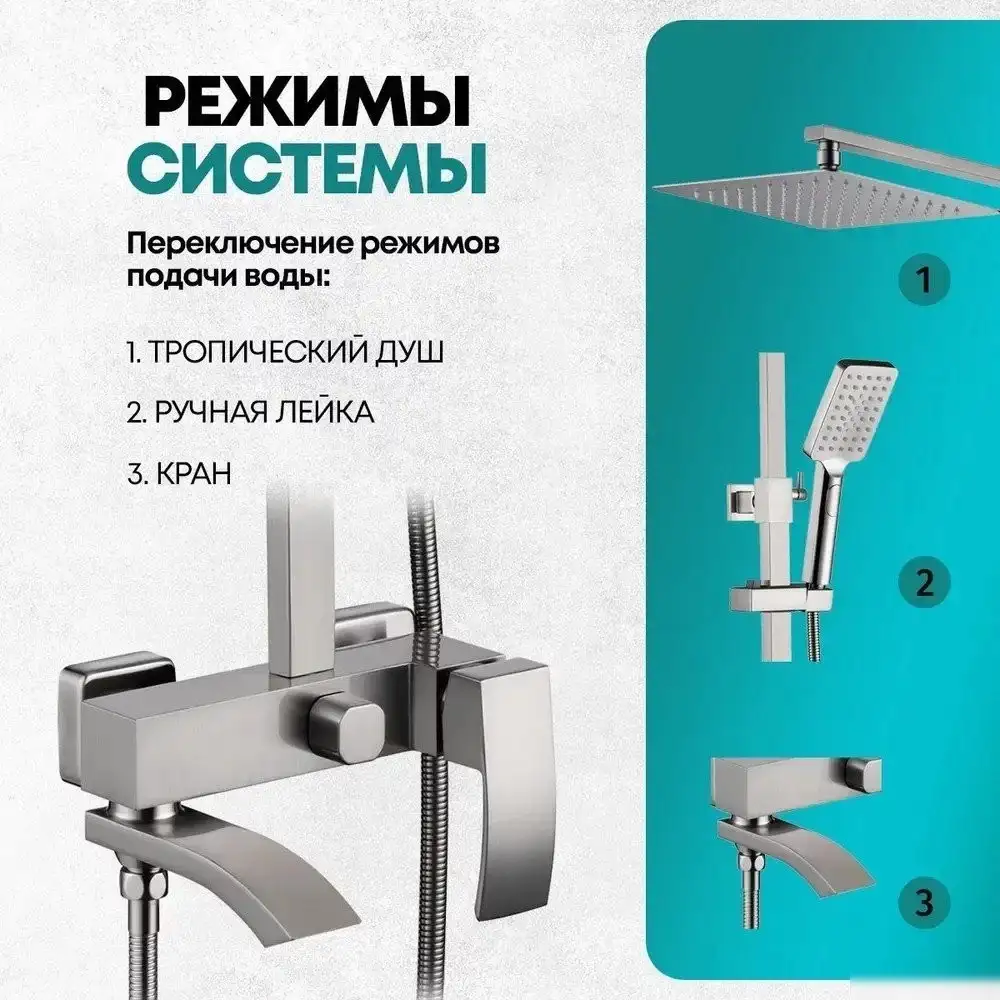 Душевая система Grocenberg GB7007-1 (никель) - фото товара