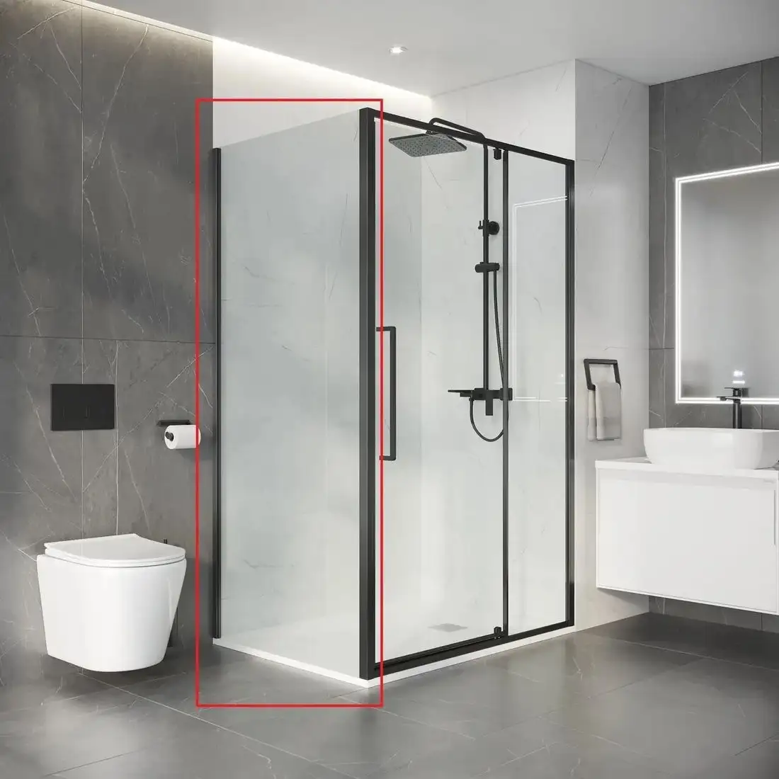 Душевая стенка Niagara Nova NG-A80GR-34 80х195 (графит/прозрачное стекло) - фото товара