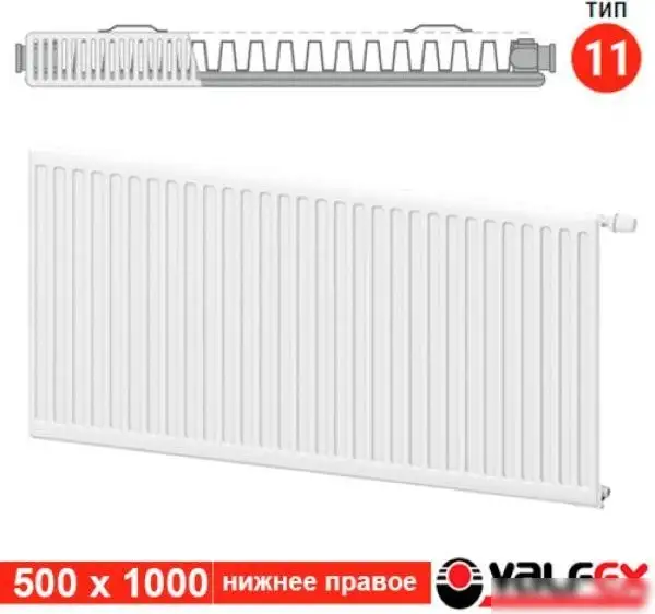 Стальной панельный радиатор Valfex Steel VC R 11 500х1000 VF.VC.R.11.500.1000 (с нижним подключением) - фото товара