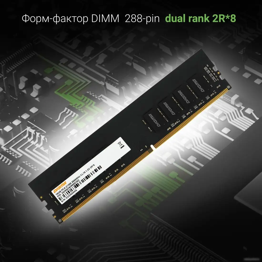 Оперативная память Digma 16ГБ DDR4 2666 МГц DGMAD42666016D – фото товара