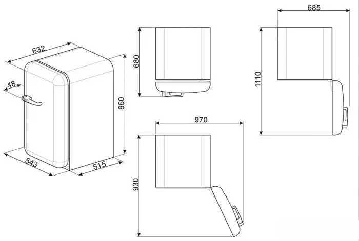 Однокамерный холодильник Smeg FAB10HRRD5 - фото товара