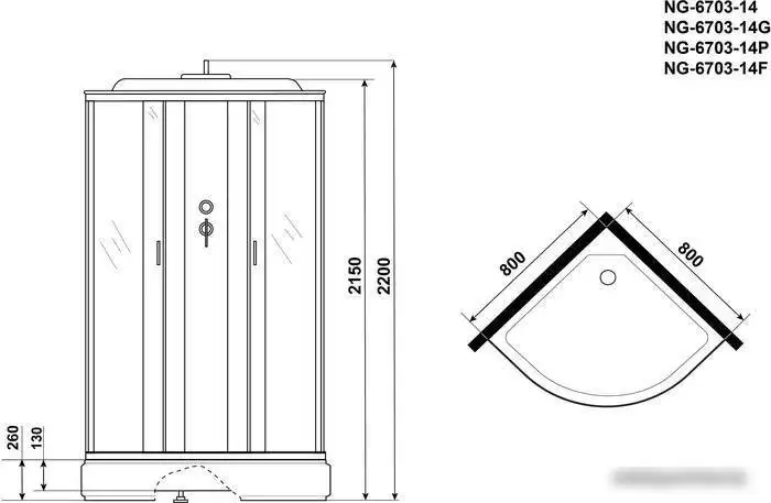 Душевая кабина Niagara NG-6703-14F 80x80x215 - фото товара