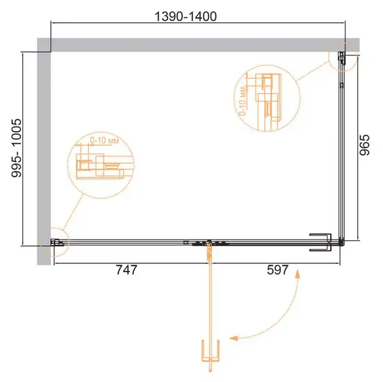 Душевой уголок Cezares BELLAGIO-AH-1-140/100-C-NERO - фото товара