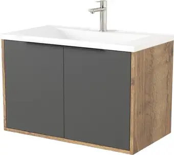 Дабер Тумба под умывальник 018 Andrea Elen 80 Т18.8А.0.22Ч (дуб галифакс/серый/ручка черная) – изображение в каталоге
