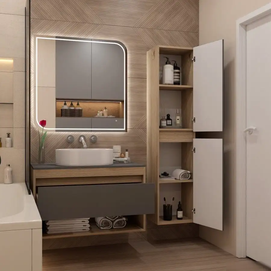 Teymi Тумба под умывальник Ritta 85 T60532 (дуб эврика/графит матовый) – фото товара