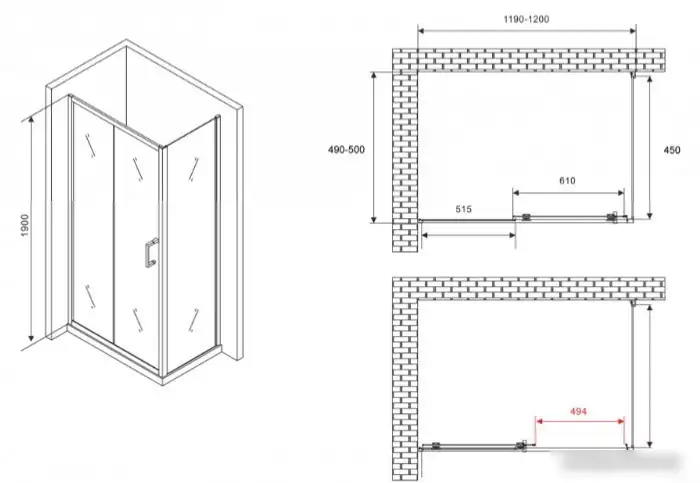Душевой уголок Abber Schwarzer Diamant AG301205-S505 - фото товара