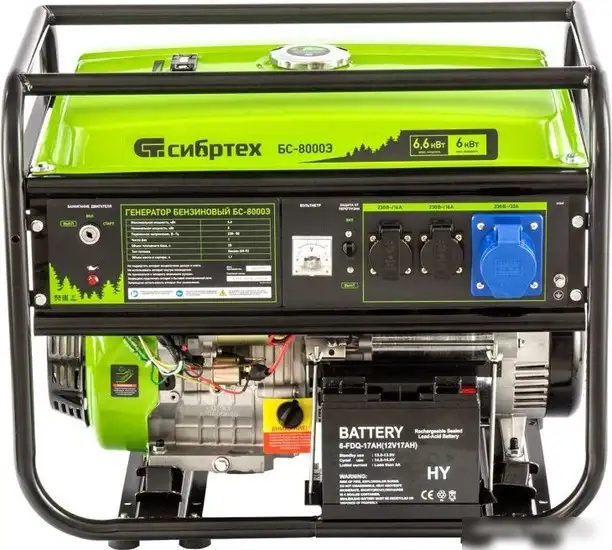 Бензиновый генератор СибрТех БС-8000Э – фото товара