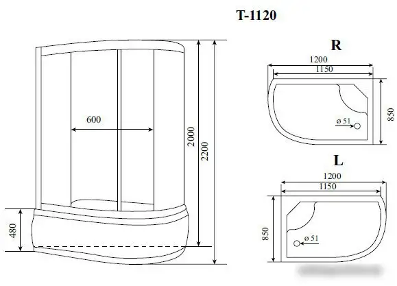 Душевая кабина Timo Standart T-1120 L P - фото товара