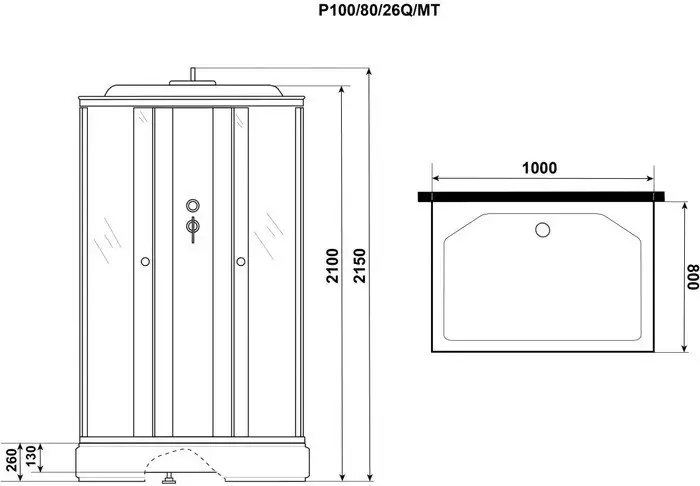 Душевая кабина Niagara Promo P100/80/26Q/MT 100x80x215 - фото товара