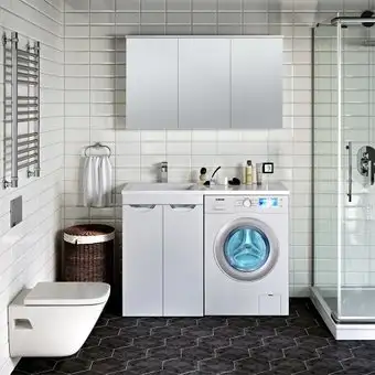 Runo Тумба с умывальником Runo Лира 60 + Гамма 120 лайт с правым крылом (напольная, белый) – изображение в каталоге