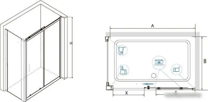Душевой уголок RGW CL-48 CL-14+Z-050-1 32094885-011 150x80 (хром/прозрачное стекло) - фото товара