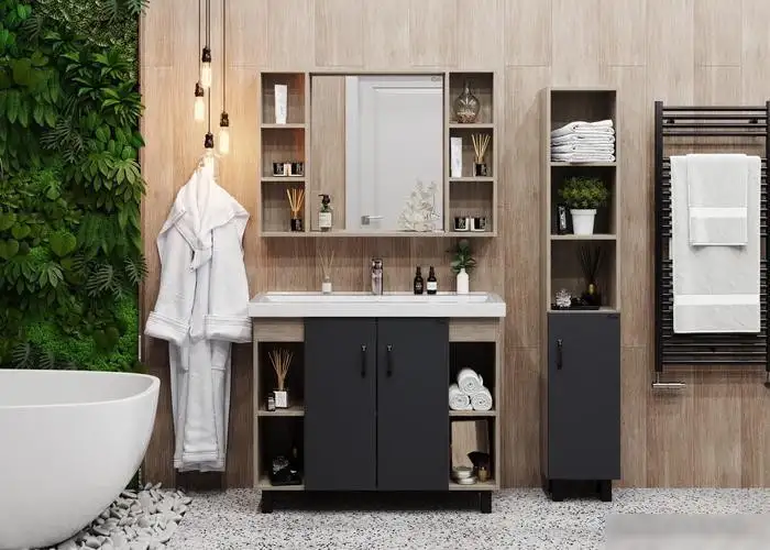 Onika Тумба под умывальник Тимбер 100.10 110010 (серый матовый/дуб сонома) – фото товара