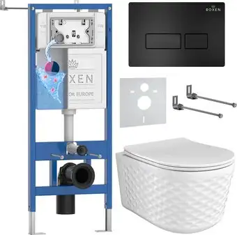 Унитаз подвесной Roxen Vine Tornado в комплекте с инсталляцией StounFix Dual Fresh 6 в 1 979001 (кнопка: черный матовый) - изображение в каталоге