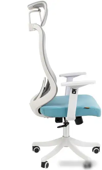 Кресло CHAIRMAN CH563 (ткань/сетка, белый/бирюзовый) – фото товара