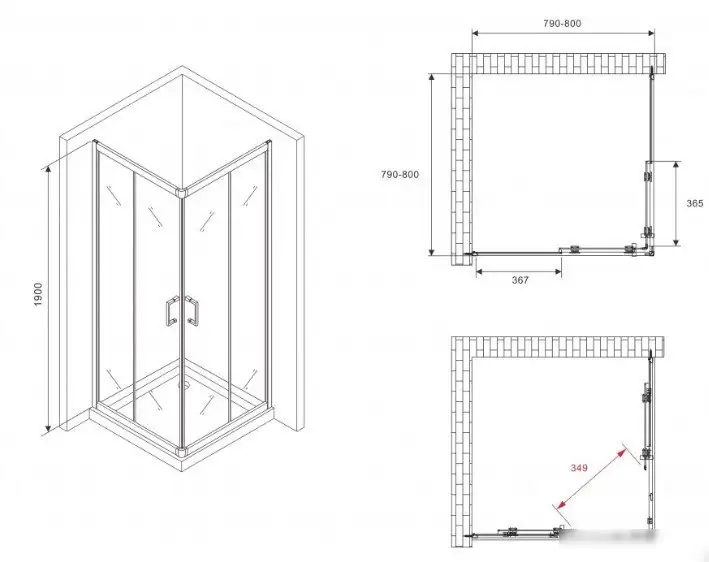 Душевой уголок Abber Schwarzer Diamant AG02080B5 - фото товара