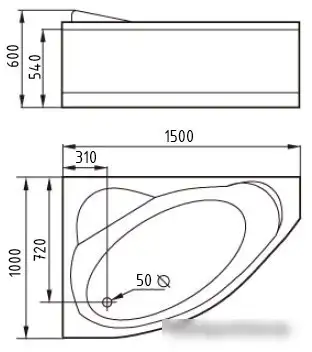 Ванна Gemy G9009 B L 150x100 - фото товара