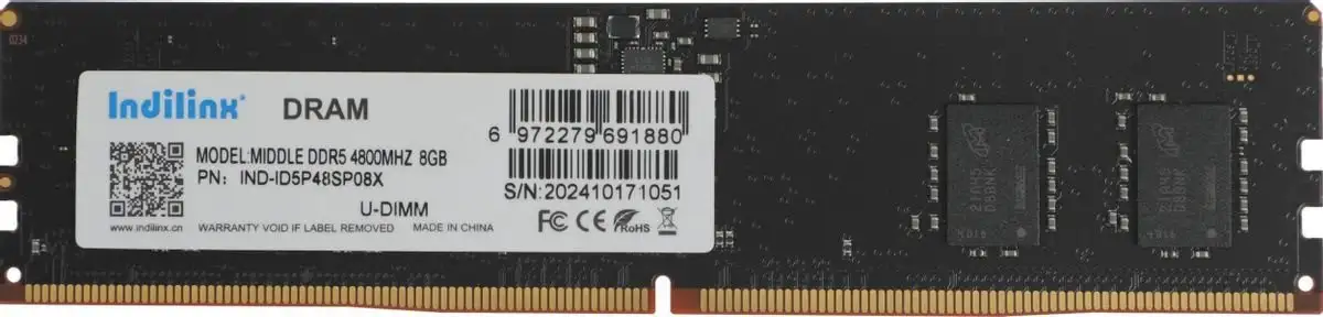 Оперативная память Indilinx 8ГБ DDR5 4800 МГц IND-ID5P48SP08X – изображение в каталоге