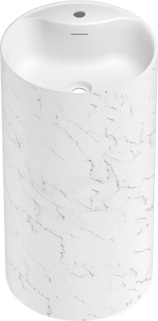 Умывальник Wellsee Chalice Perfection 230626000 (отдельностоящий, с отверстием под смеситель, цвет матовый белый мрамор/глянцевый белый) - фото товара