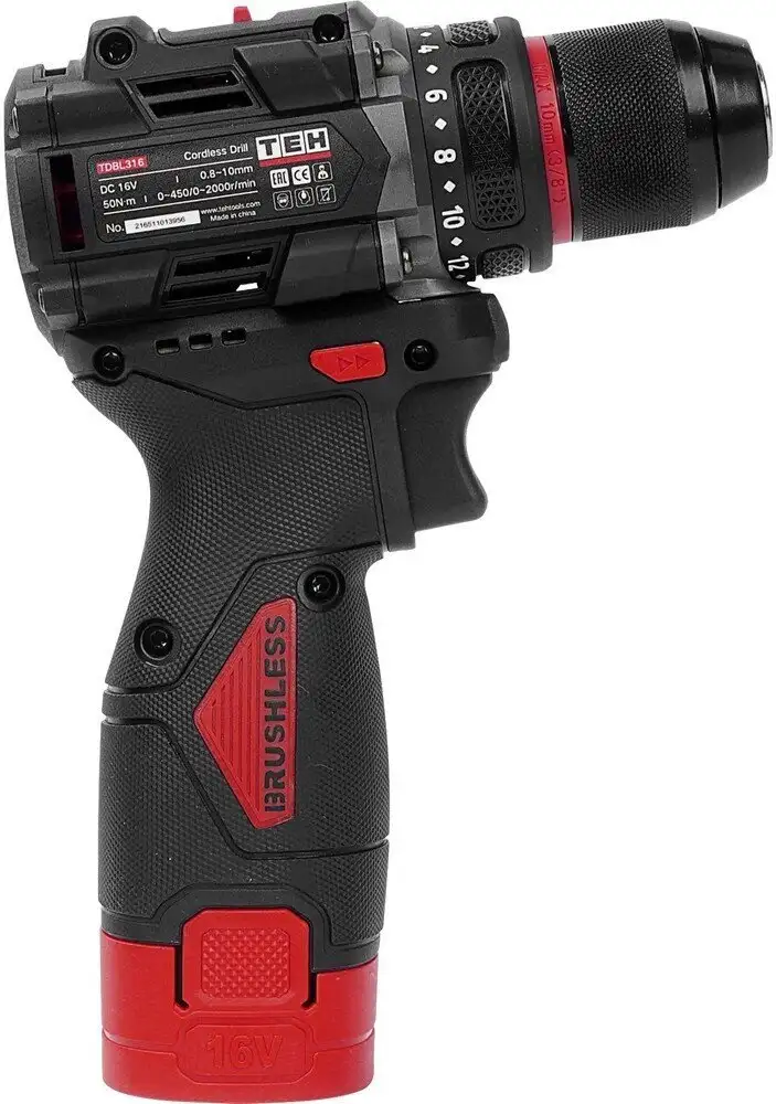Дрель-шуруповерт TEH TDBL316-2B (с 2-мя АКБ, кейс) – фото товара