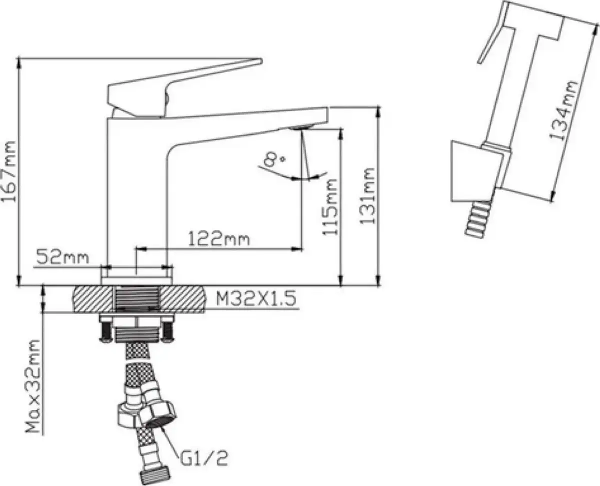 Смеситель с лейкой для биде Diadonna D47-19170QH - фото товара