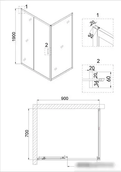 Душевой уголок Niagara NG-42-9AG-A70G 90x70x190 - фото товара
