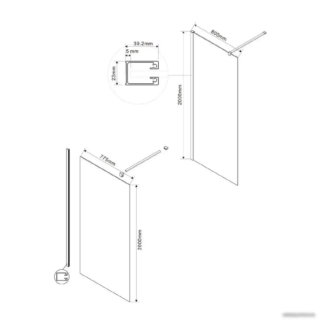 Душевая стенка Vincea Walk-In VSW-1H800CLB (матовый черный/прозрачное) - фото товара