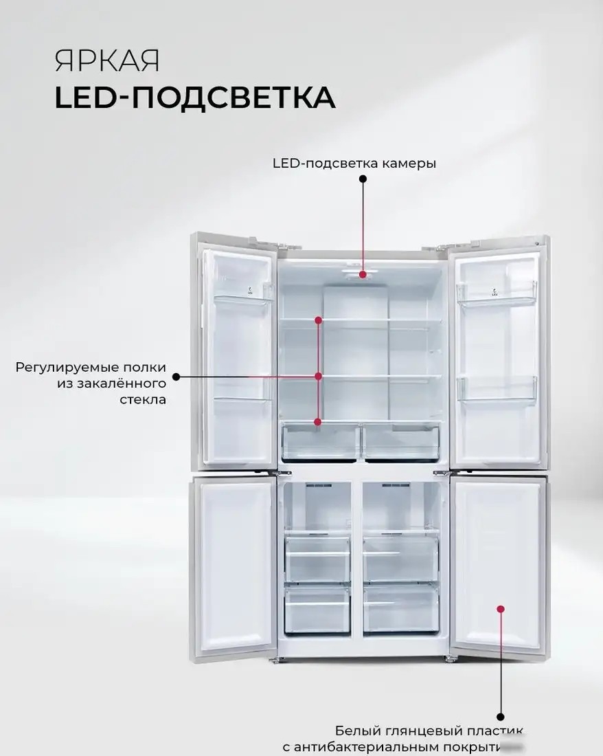 Четырёхдверный холодильник LEX LCD450WGID - фото товара