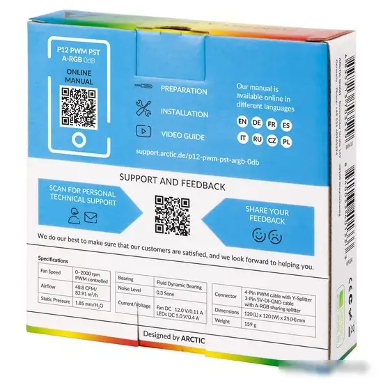 Вентилятор для корпуса Arctic P12 PWM PST A-RGB 0dB ACFAN00254A – фото товара