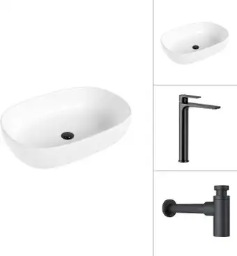 Умывальник Lauter 21836 + Reef 21CK8678BS с сифоном 21635B (черный матовый) - изображение в каталоге