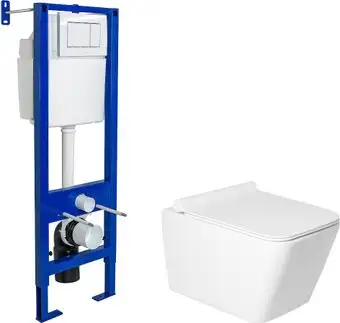 Унитаз подвесной Saniteco KW-9004W + Berges АТОМ 410 040333 (с кнопкой) - изображение в каталоге