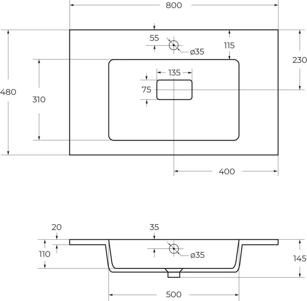 Умывальник Cezares CZR-800/480-LV-MR-PRS - фото товара