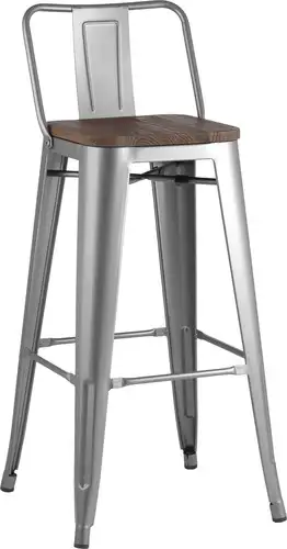 Стул Stool Group Tolix со спинкой YD-H765E-W YG-15 (серебристый матовый/темное дерево) – изображение в каталоге