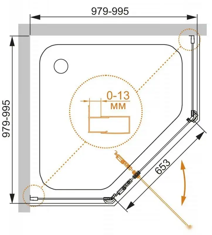 Душевой уголок Cezares ECO-O-P-1-100-P-Cr - фото товара