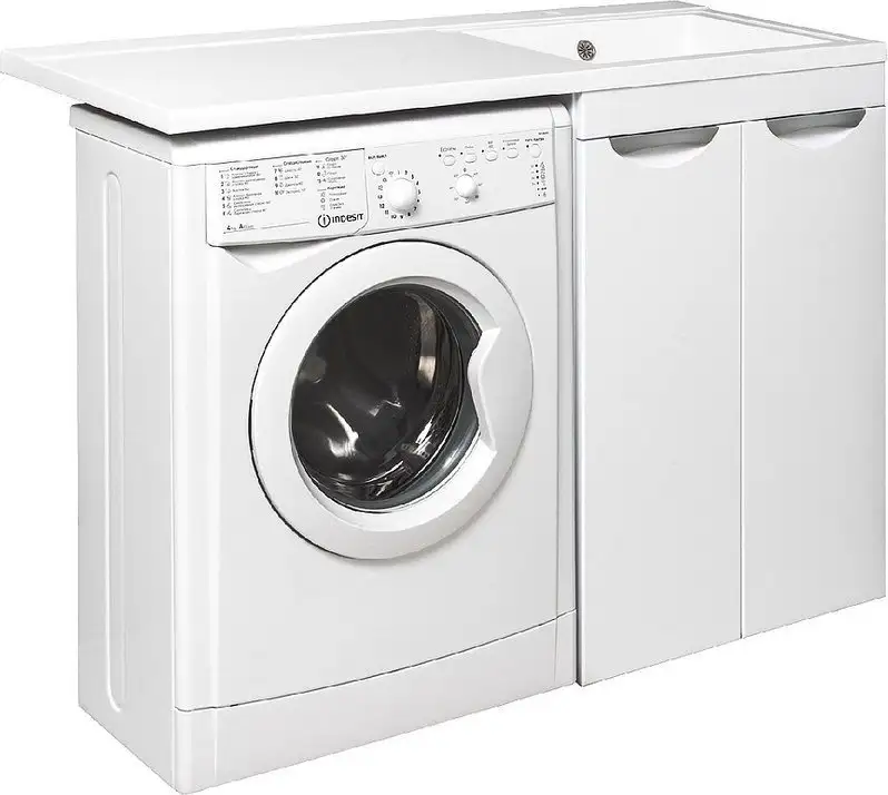 Runo Тумба с умывальником Runo Лира 60 + Гамма 120 лайт с левым крылом (напольная, белый) – фото товара