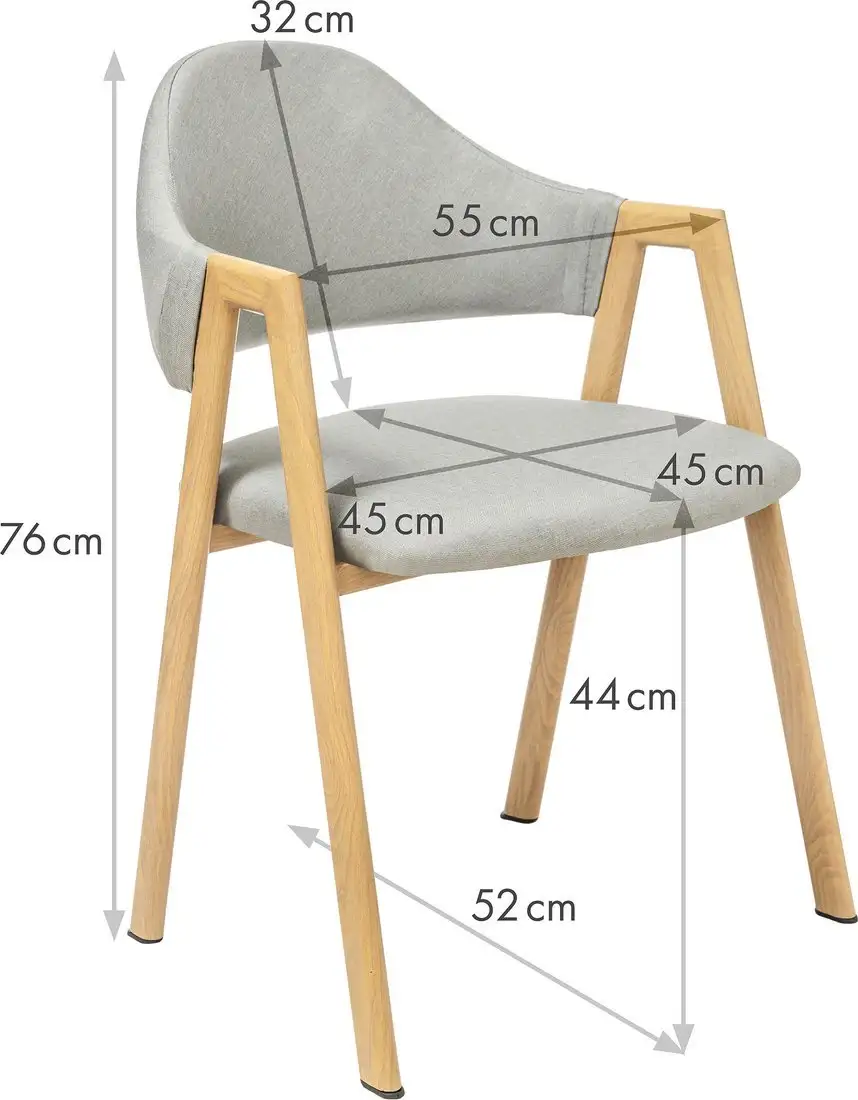 Стул с подлокотниками Mio Tesoro Луна DC-048A (серый/дерево) – фото товара