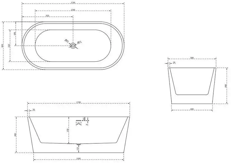 Ванна Abber 170x80 AB9209MW - фото товара