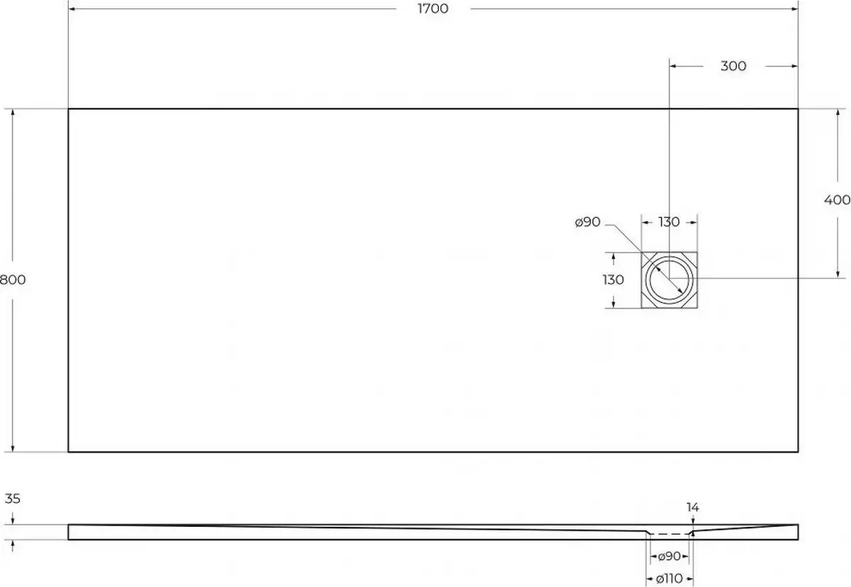 Душевой поддон BelBagno TRAY-MR-UNO-AH-170/80-35-W-NO - фото товара