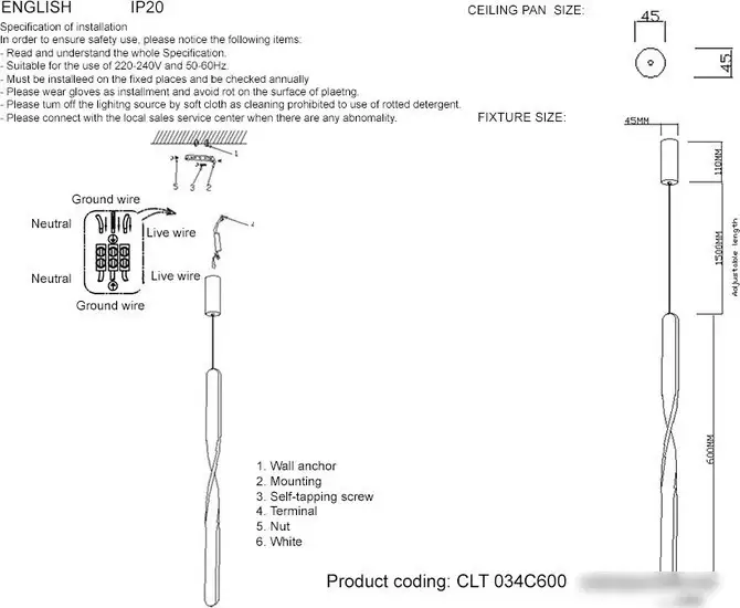 Подвесная люстра Crystal Lux CLT 034C600 WH – фото товара