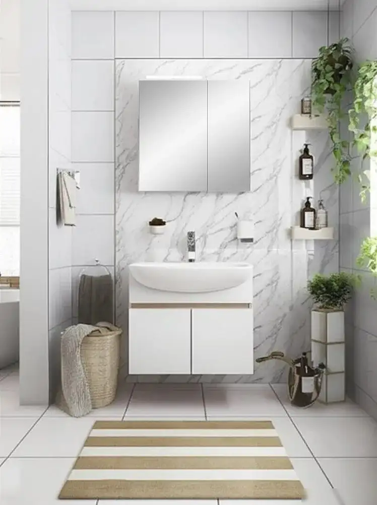 Runo Тумба с умывальником Runo Лада 60 + Уют 60 (подвесная, блэквуд/белый) – фото товара