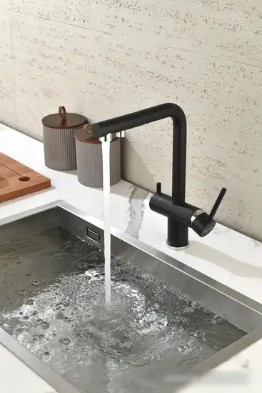 Смеситель Paulmark Serpentine Se213222-GM (черный/вороненая сталь) - фото товара