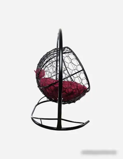 Подвесной диван M-Group Лежебока 11180402 (с черным ротангом/бордовая подушка) – фото товара